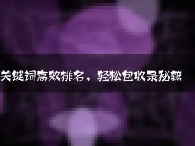 关键词高效排名，轻松包收录秘籍