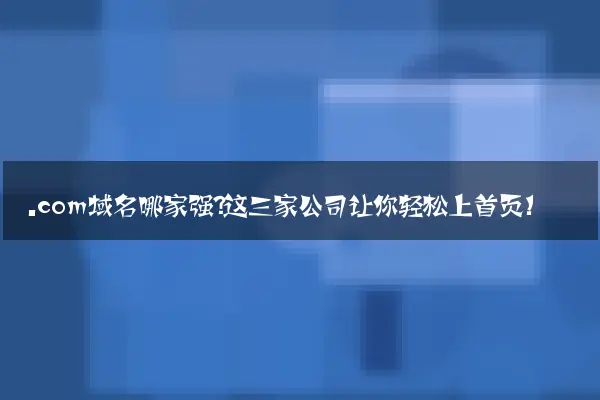 .com域名哪家强？这三家公司让你轻松上首页！