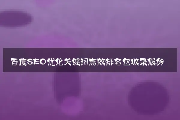 百度SEO优化关键词高效排名包收录服务